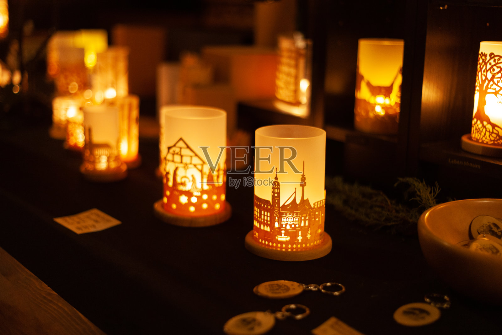 圣诞手工烛灯照片摄影图片