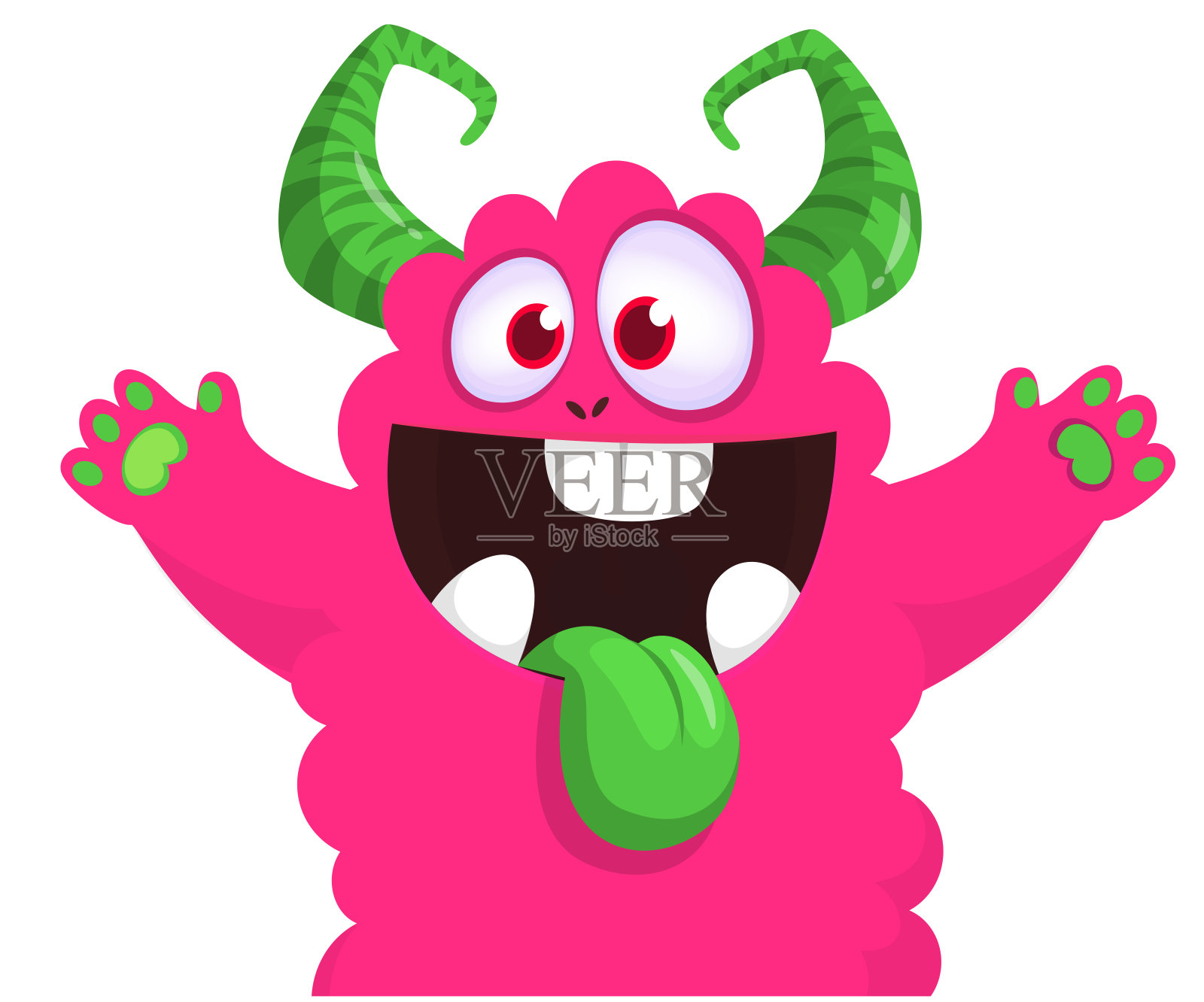 有趣的卡通怪物角色露出舌头。插图。万圣节设计插画图片素材