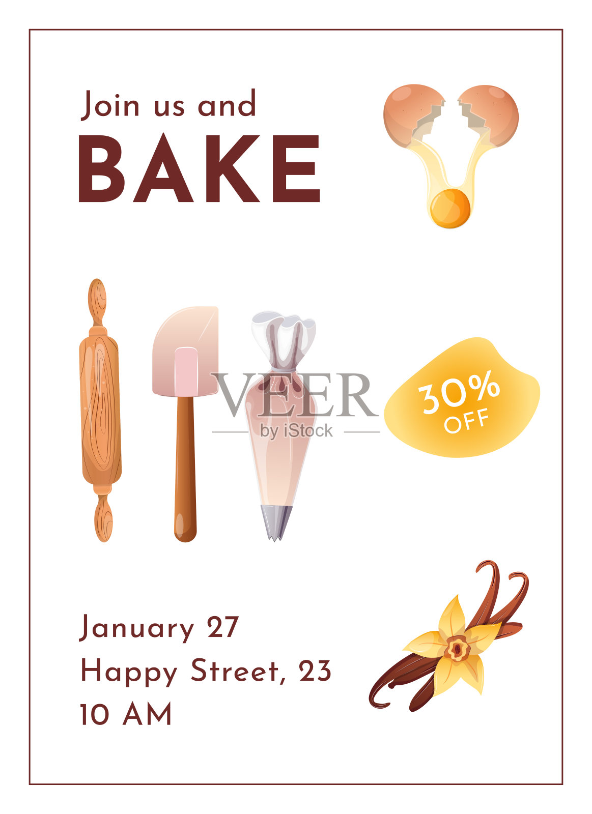 传单烘焙,面包店,烹饪,甜食,甜点,糕点。矢量插图的海报,横幅,封面,传单,菜单,广告。插画图片素材