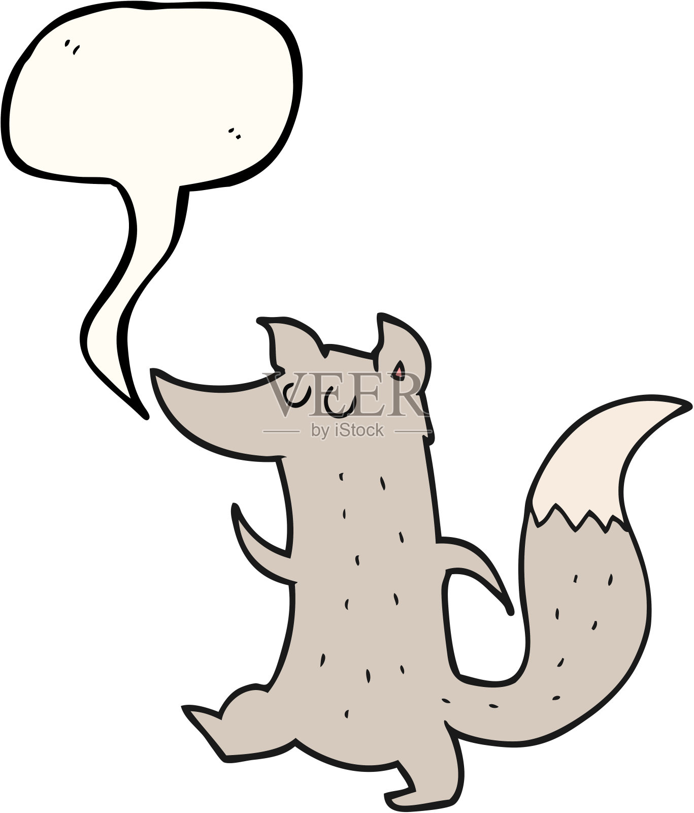 手绘语音泡泡卡通可爱狼插画图片素材