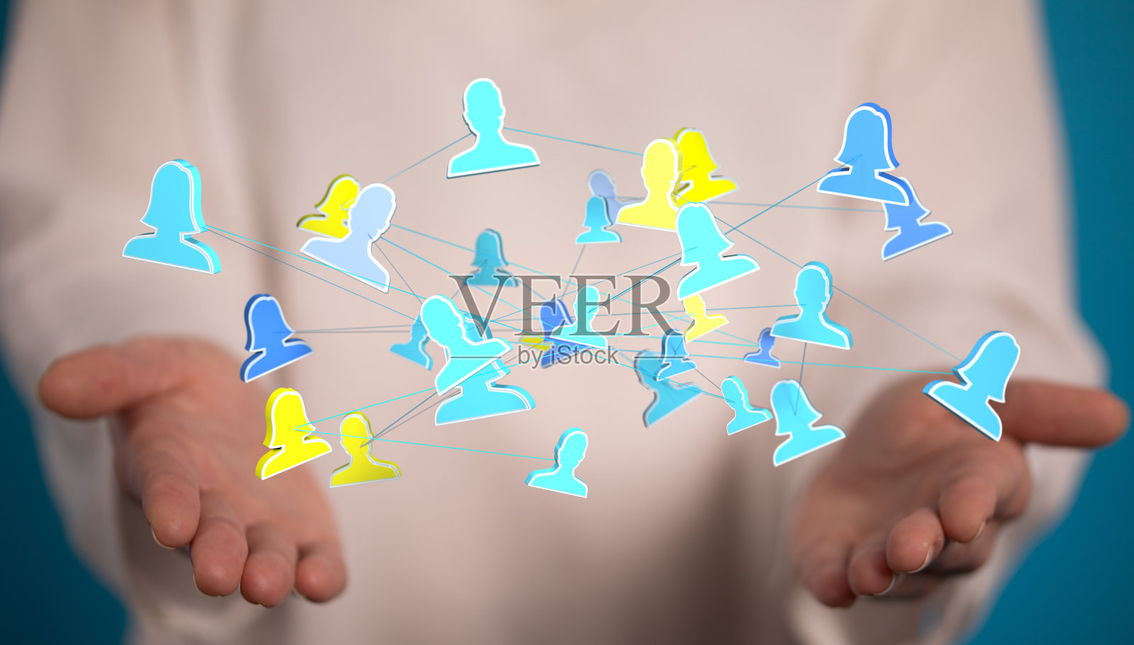 人呈现数据和网络的虚拟投影照片摄影图片