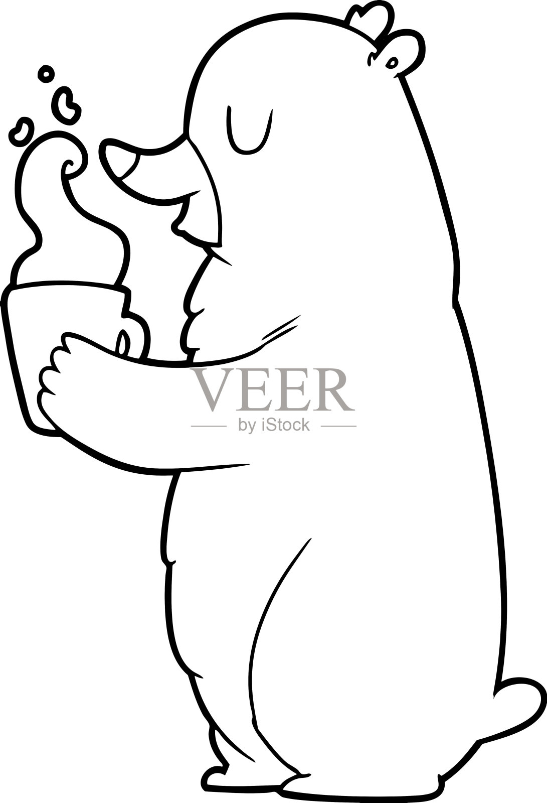 卡通熊和热饮设计元素图片