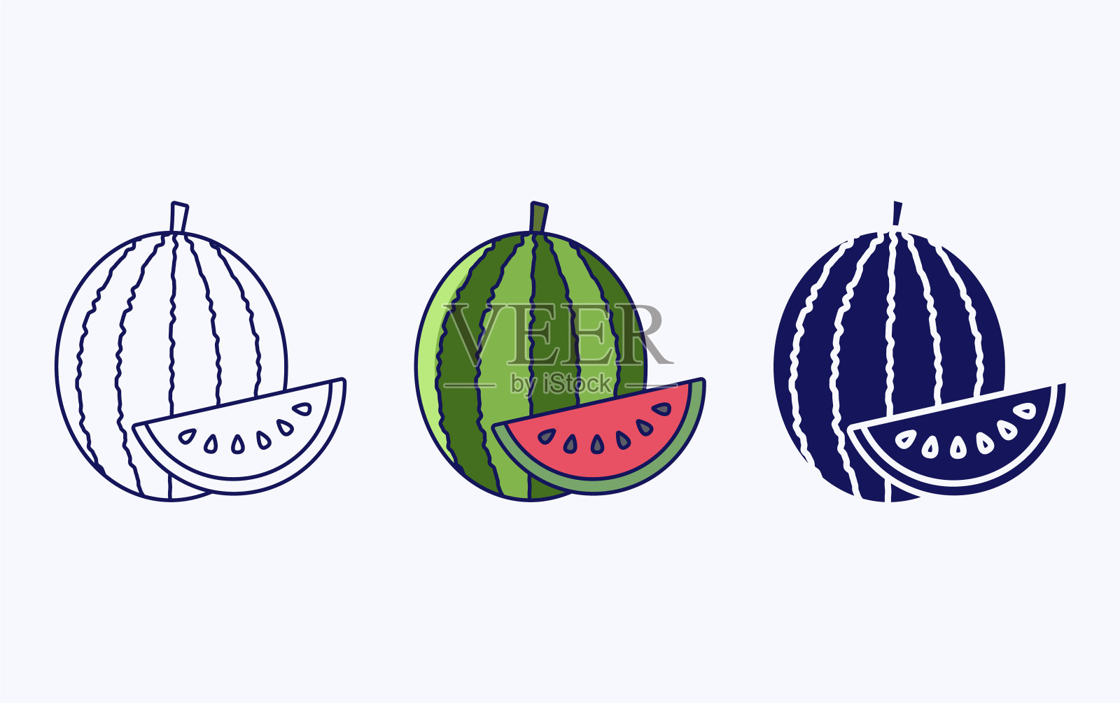西瓜全切矢量插画图片素材