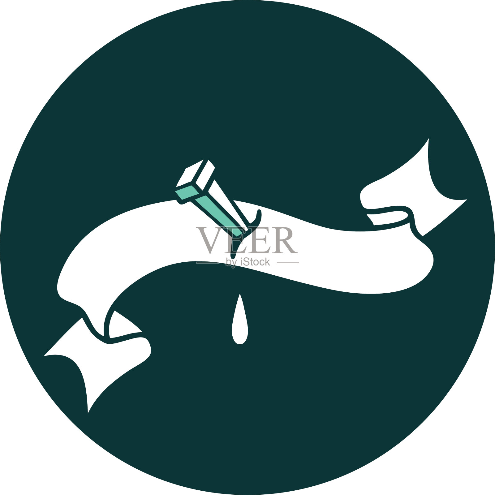 纹身风格图标与横幅铁钉插画图片素材