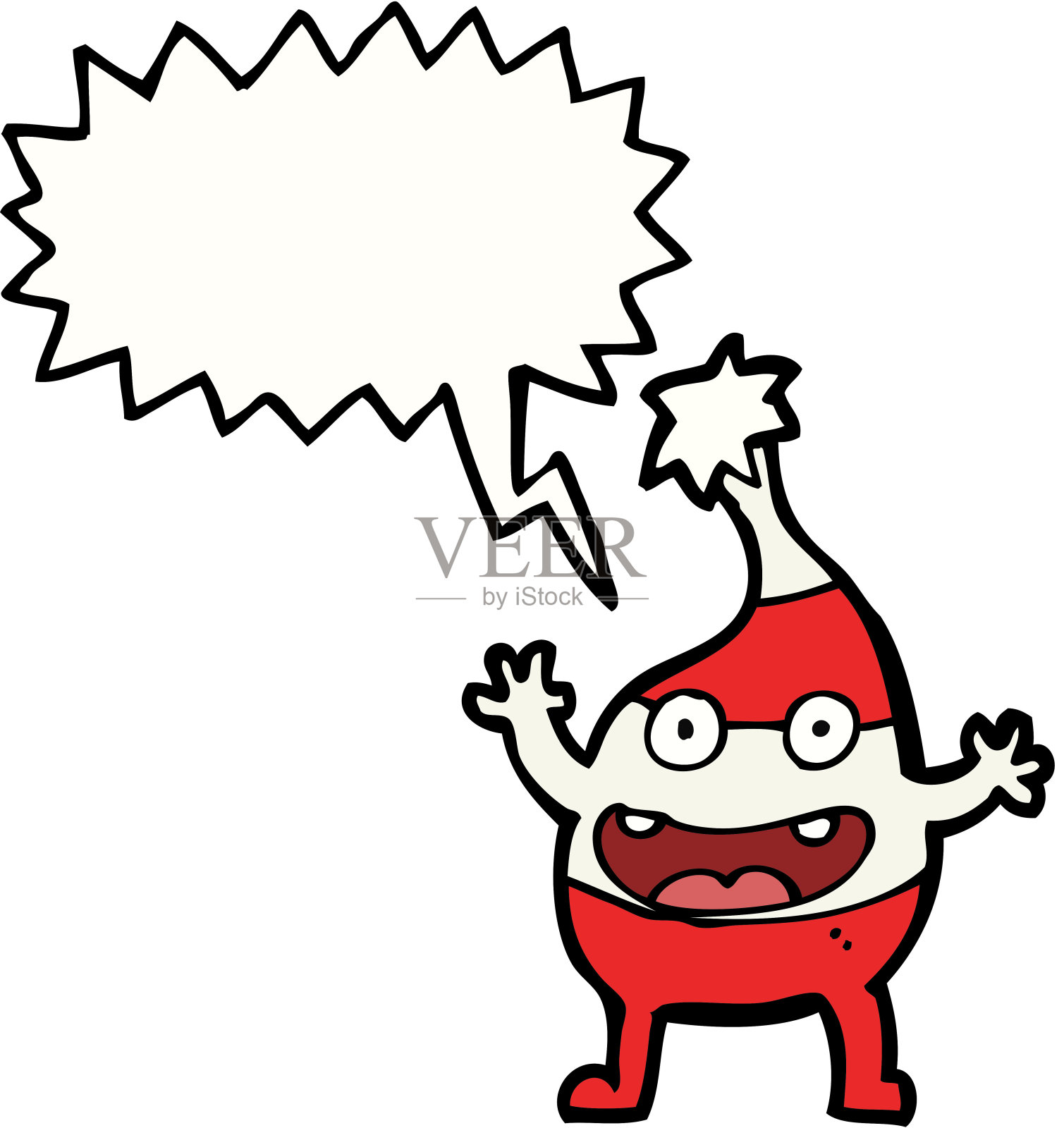 卡通有趣的圣诞生物与语音泡泡插画图片素材