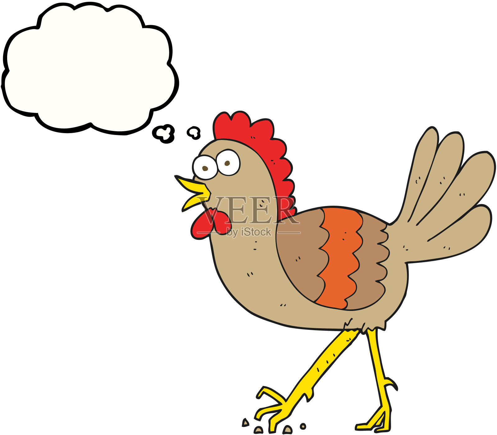 手绘思想泡泡卡通鸡插画图片素材
