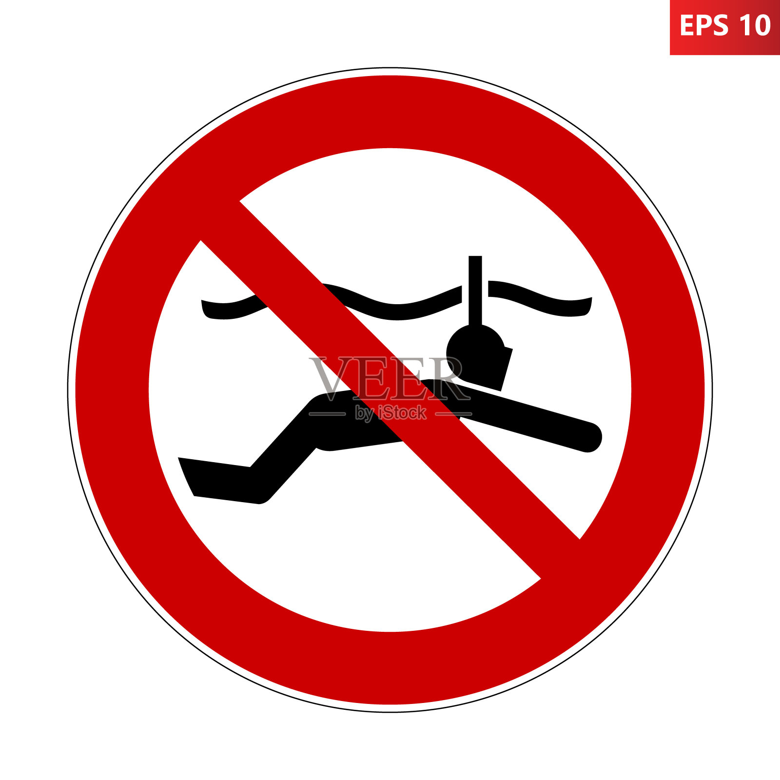 禁止浮潜标志。没有面罩和通气管。插画图片素材