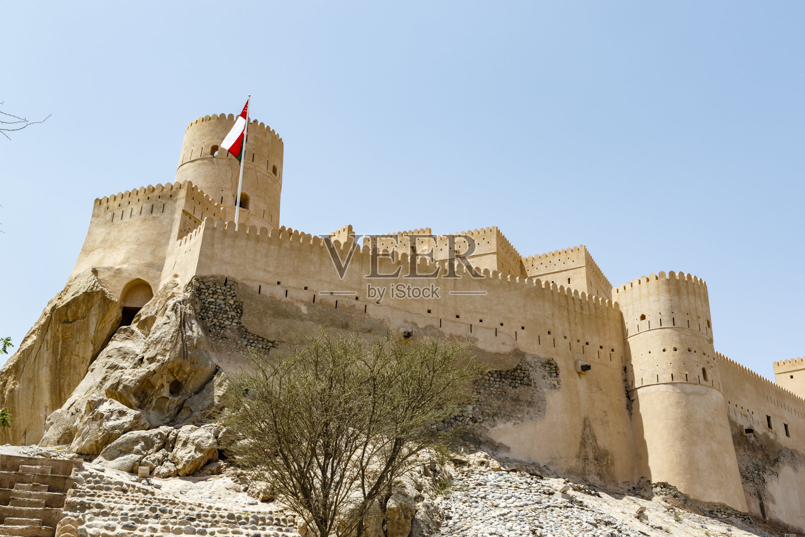 阿曼纳哈尔城堡外观,阿拉伯,中东照片摄影图片
