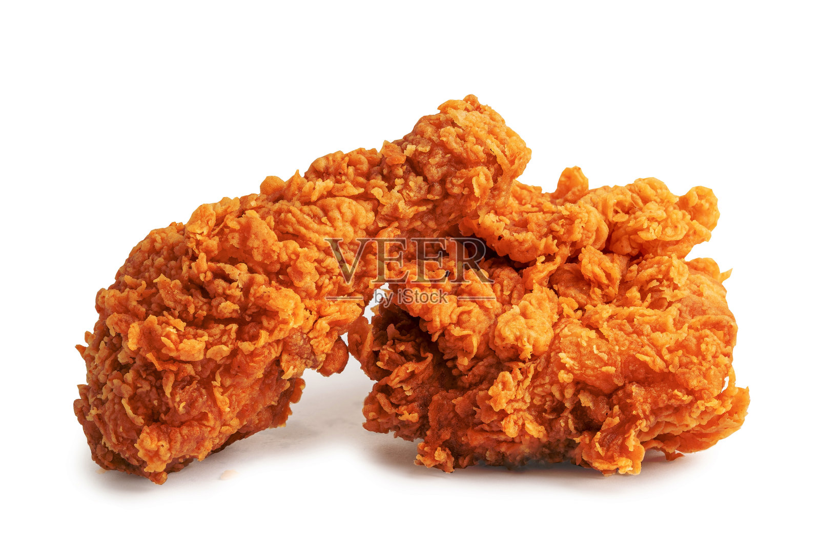 油炸鸡腿鸡腿和去骨鸡胸孤立在白色背景与修剪路径。照片摄影图片