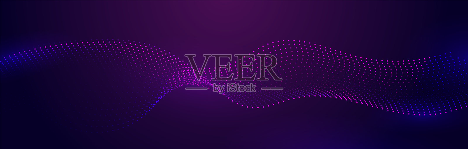 深蓝色背景上蓝色设计元素的点状波线粒子插画图片素材