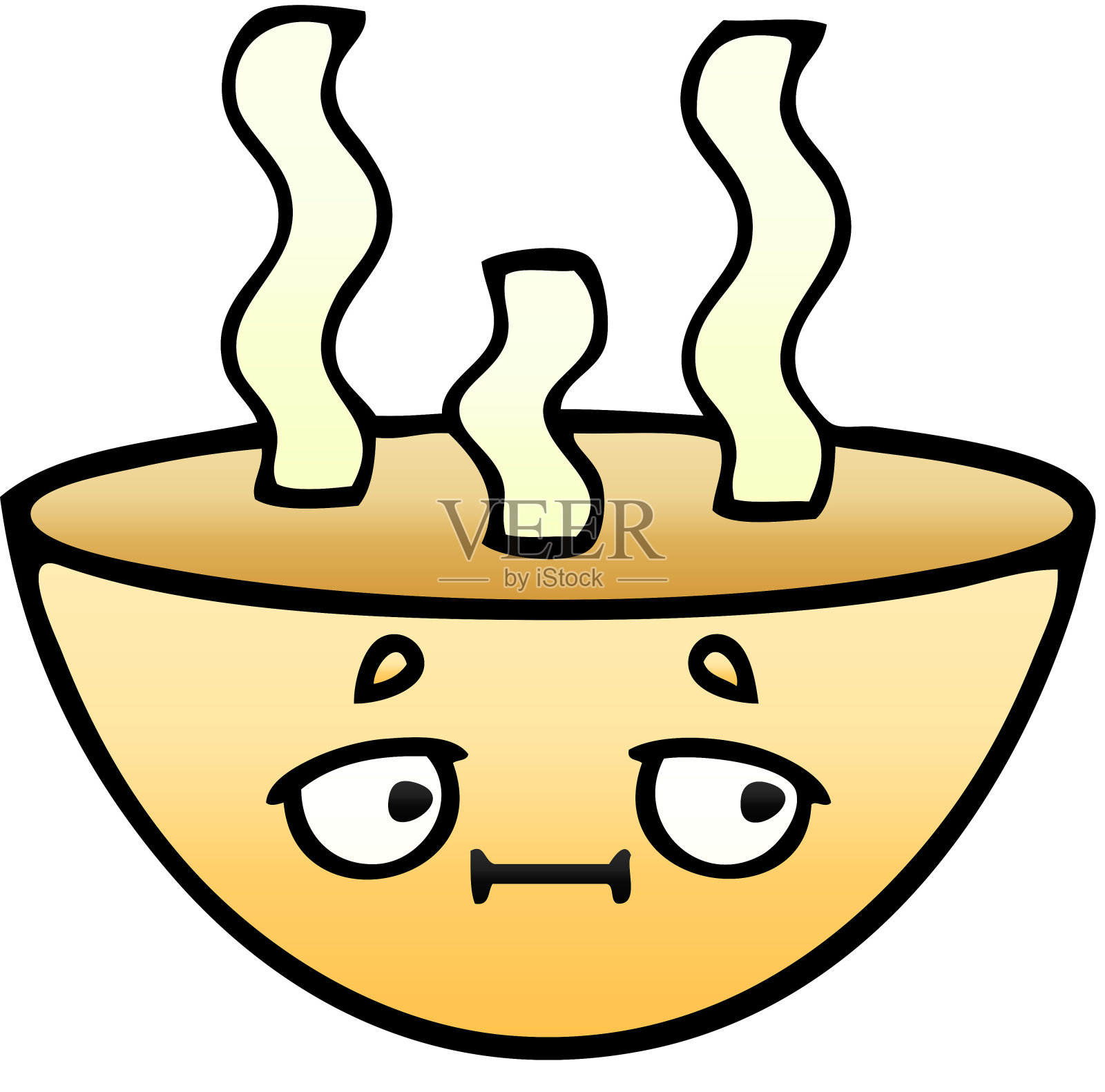 渐变阴影卡通的一碗热汤插画图片素材
