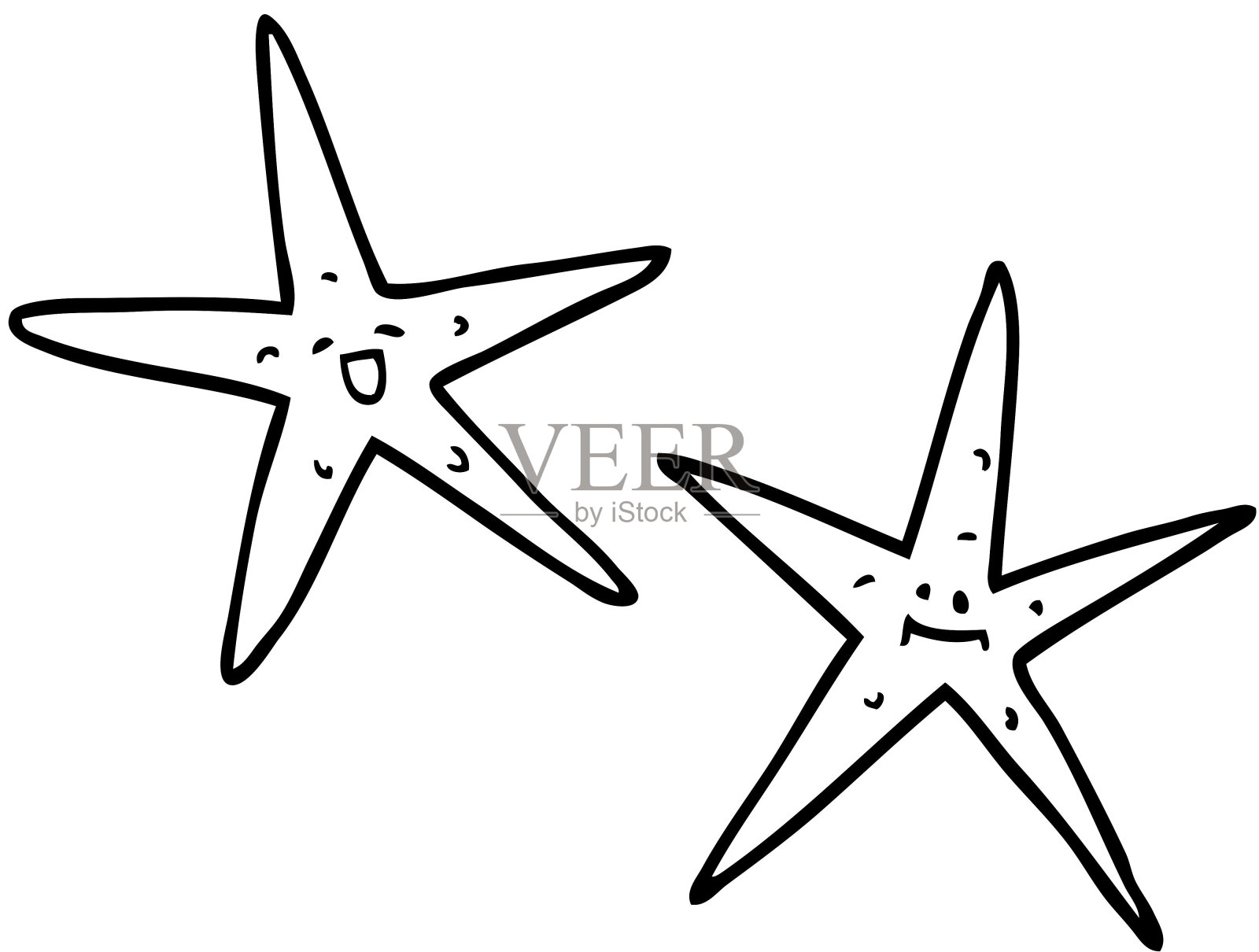 线条画卡通星鱼插画图片素材