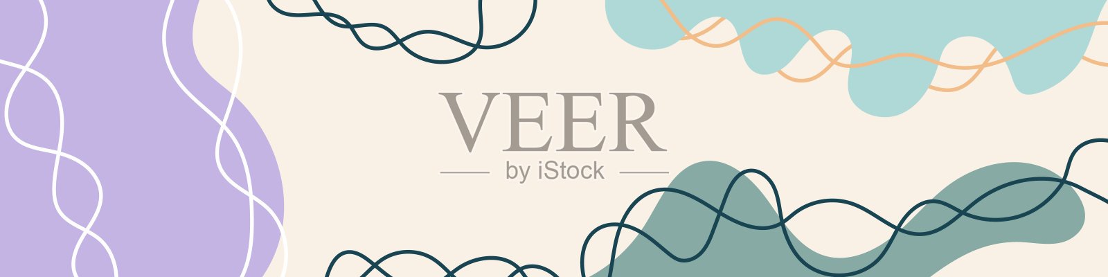 抽象的有机波浪形状背景。手绘冷色横旗。对于时事通讯,网页标题,社交媒体帖子,促销横幅和广告。矢量插图,平面设计插画图片素材