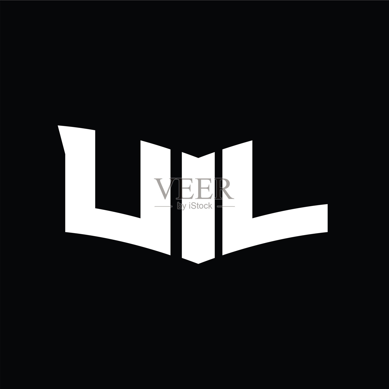 Ul标志字母与盾片形状设计插画图片素材