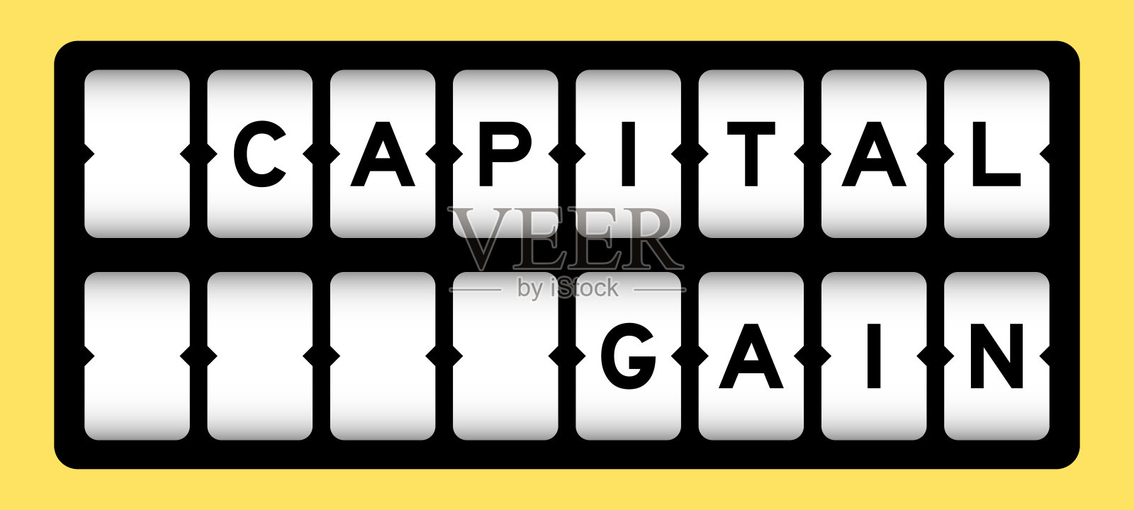 黑色在字资本收益槽旗帜与黄色背景插画图片素材