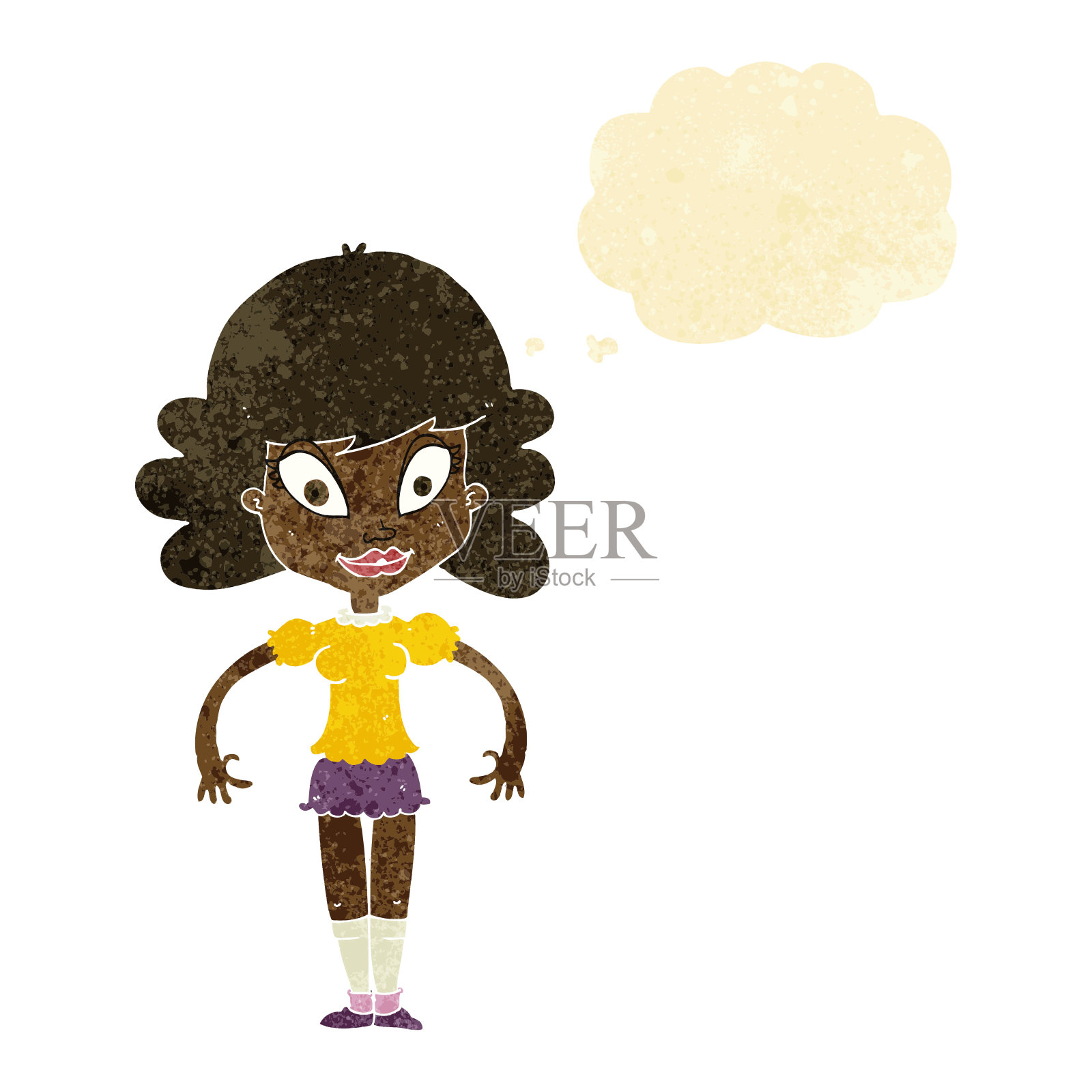 卡通漂亮女人的思想泡沫插画图片素材