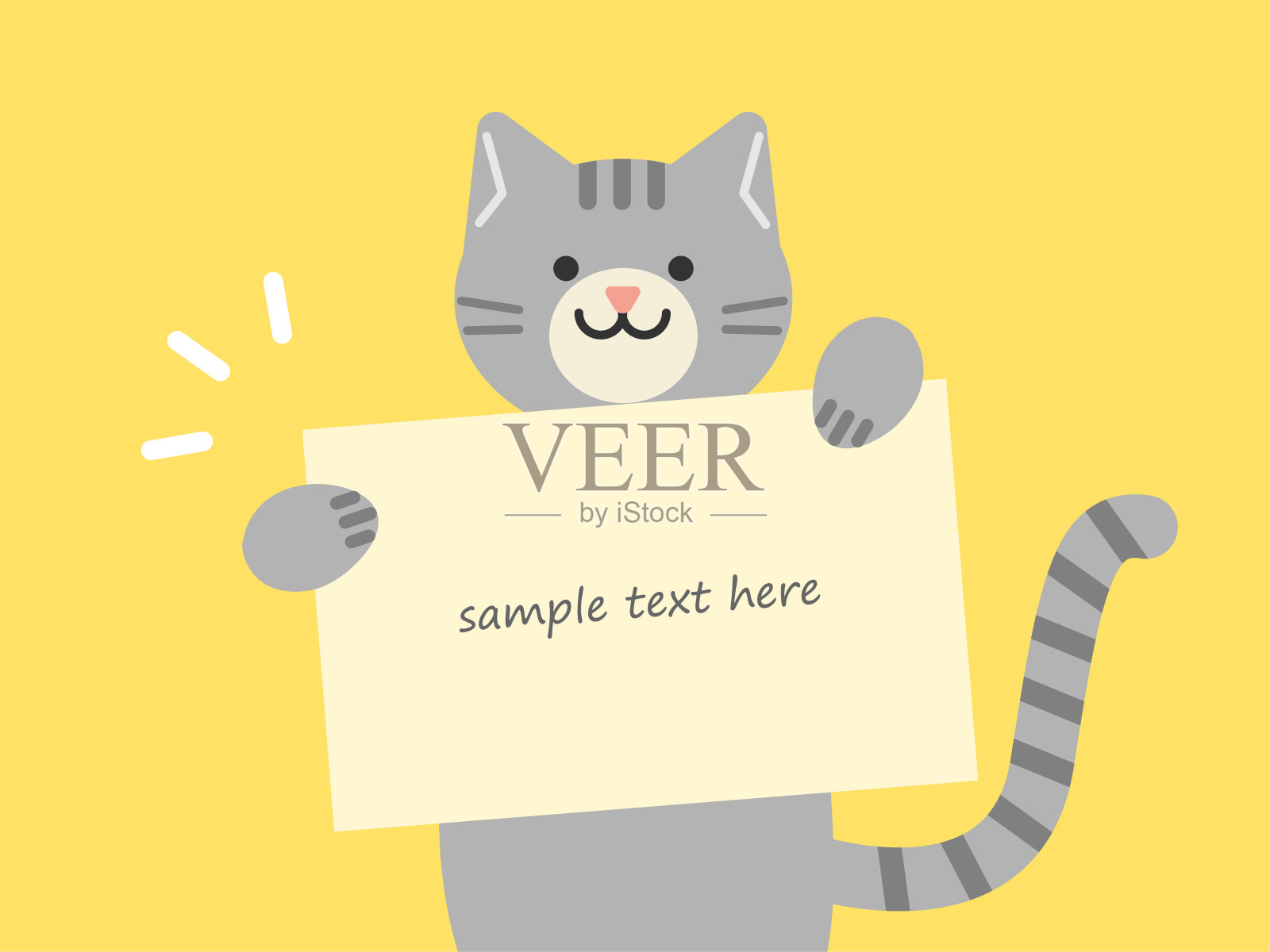 一只拿着卡片的猫的插图插画图片素材