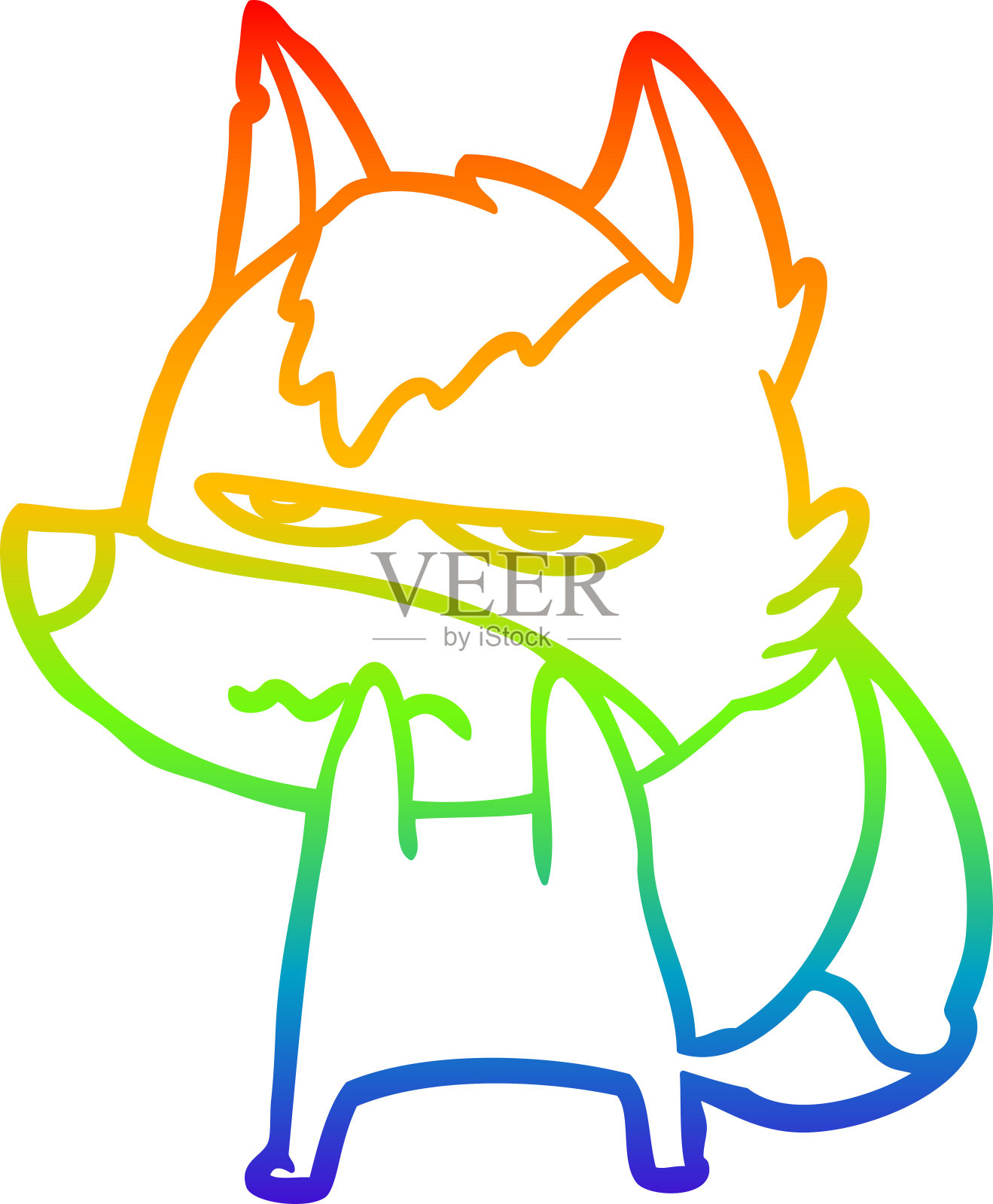 彩虹渐变线条的漫画惹恼了狼设计元素图片