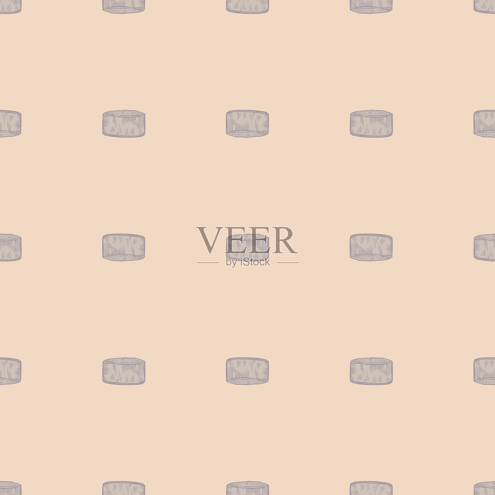 厨师帽上刻着无缝花纹。厨房小元素手绘风格。插画图片素材