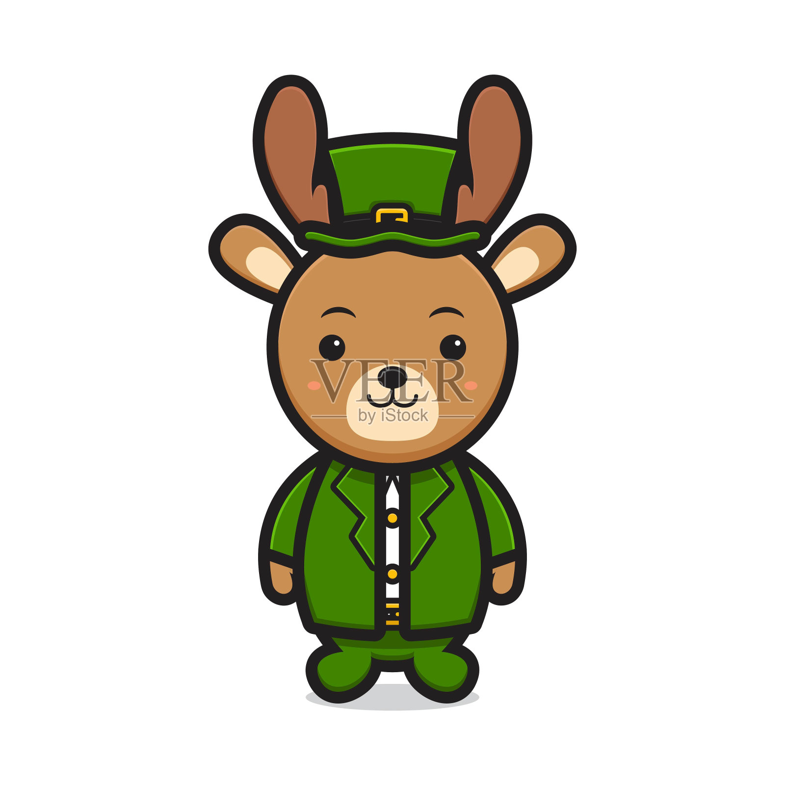 可爱的鹿小妖精圣帕特里克节人物卡通矢量图标插图插画图片素材