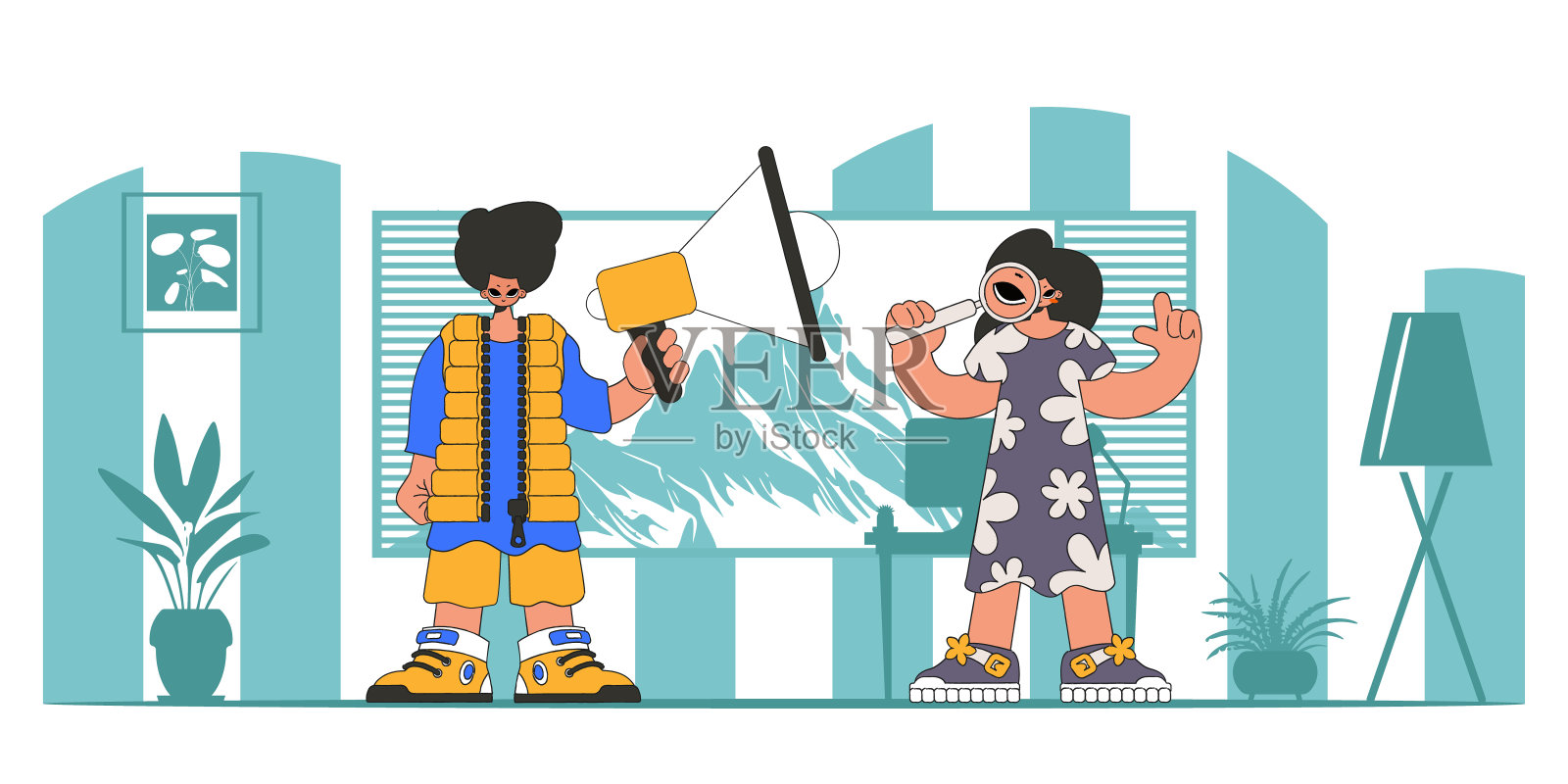 男女人力资源专家。人员搜索。插画图片素材