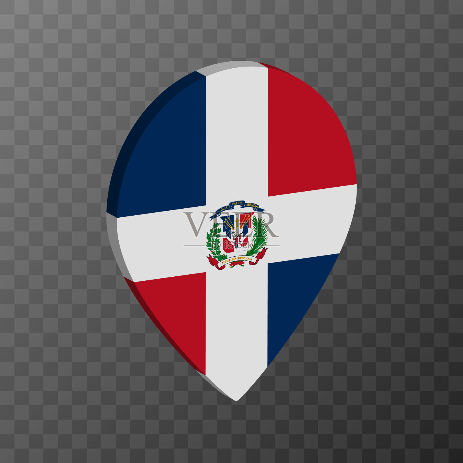 地图指针与多米尼加共和国国旗。矢量插图。插画图片素材