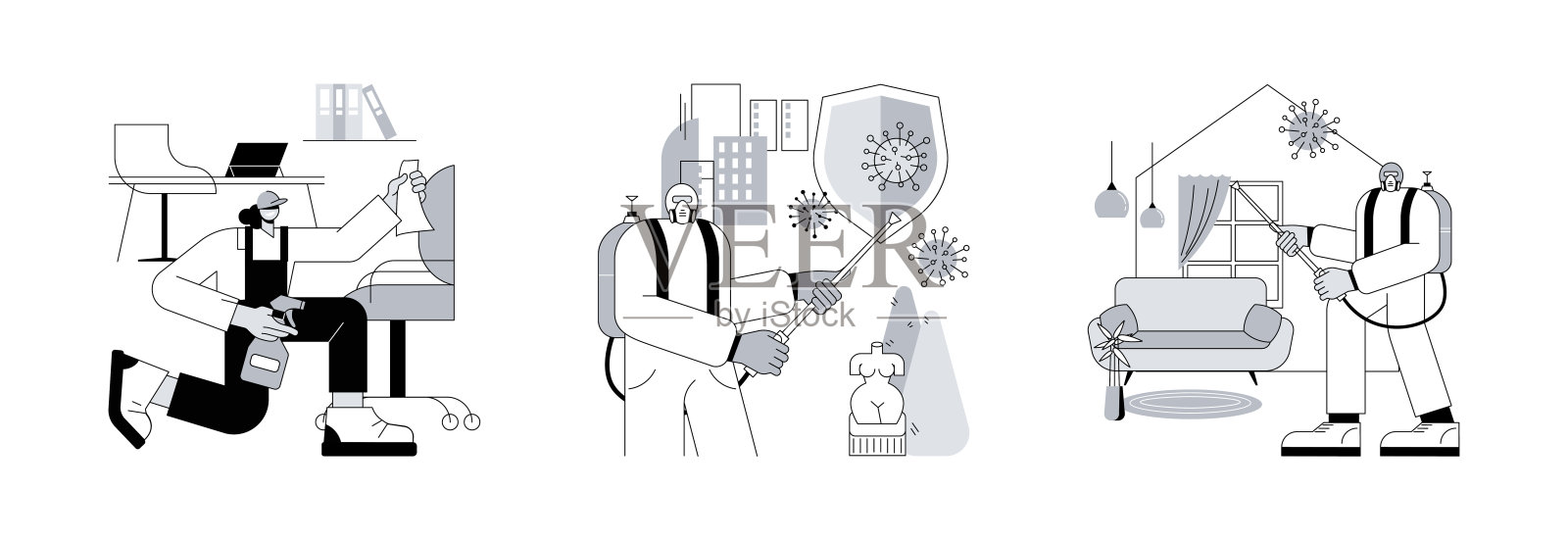 covid - 19病毒传播控制抽象概念矢量插图。设计元素图片