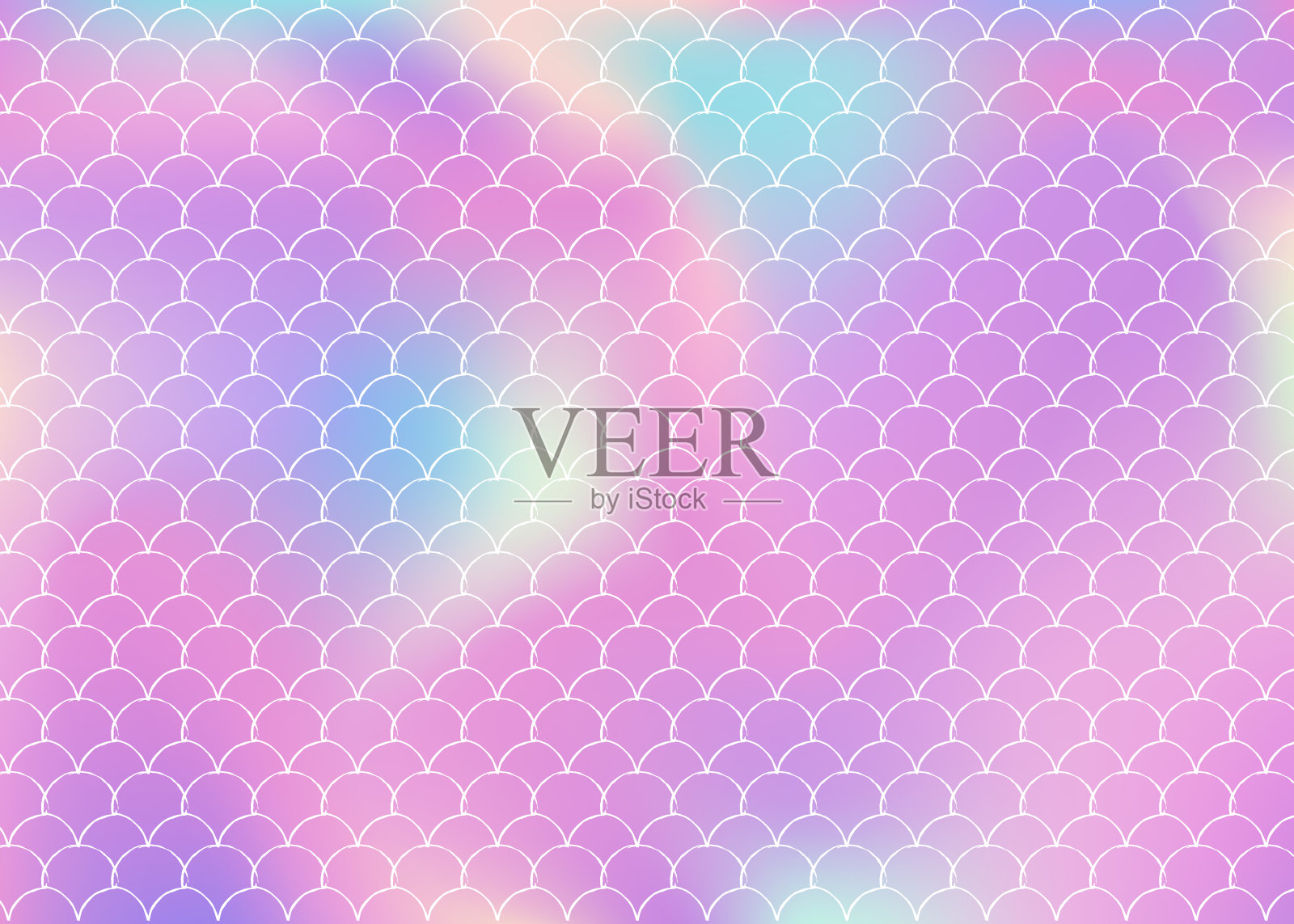 美人鱼缩放背景全息梯度。插画图片素材