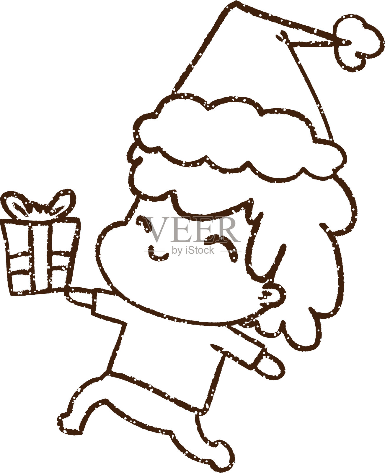 圣诞人物炭笔画插画图片素材