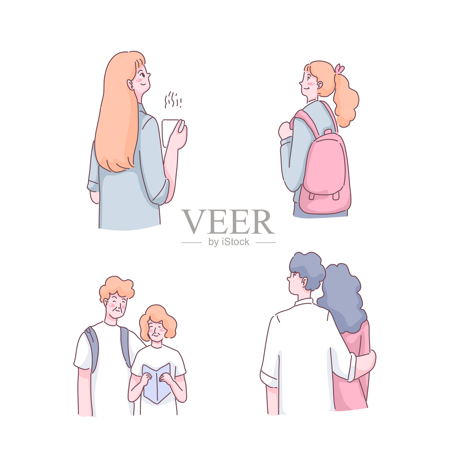 设定多代人生活方式卡通向量插画图片素材