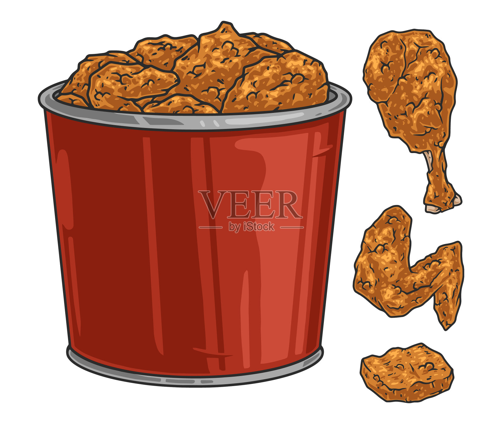 鸡桶彩色logo详细设计元素图片