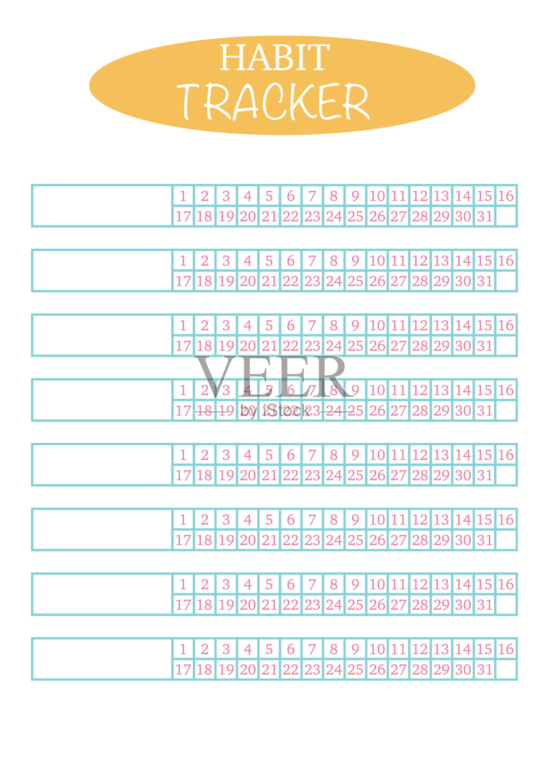 模板表的好习惯。习惯追踪。插画图片素材