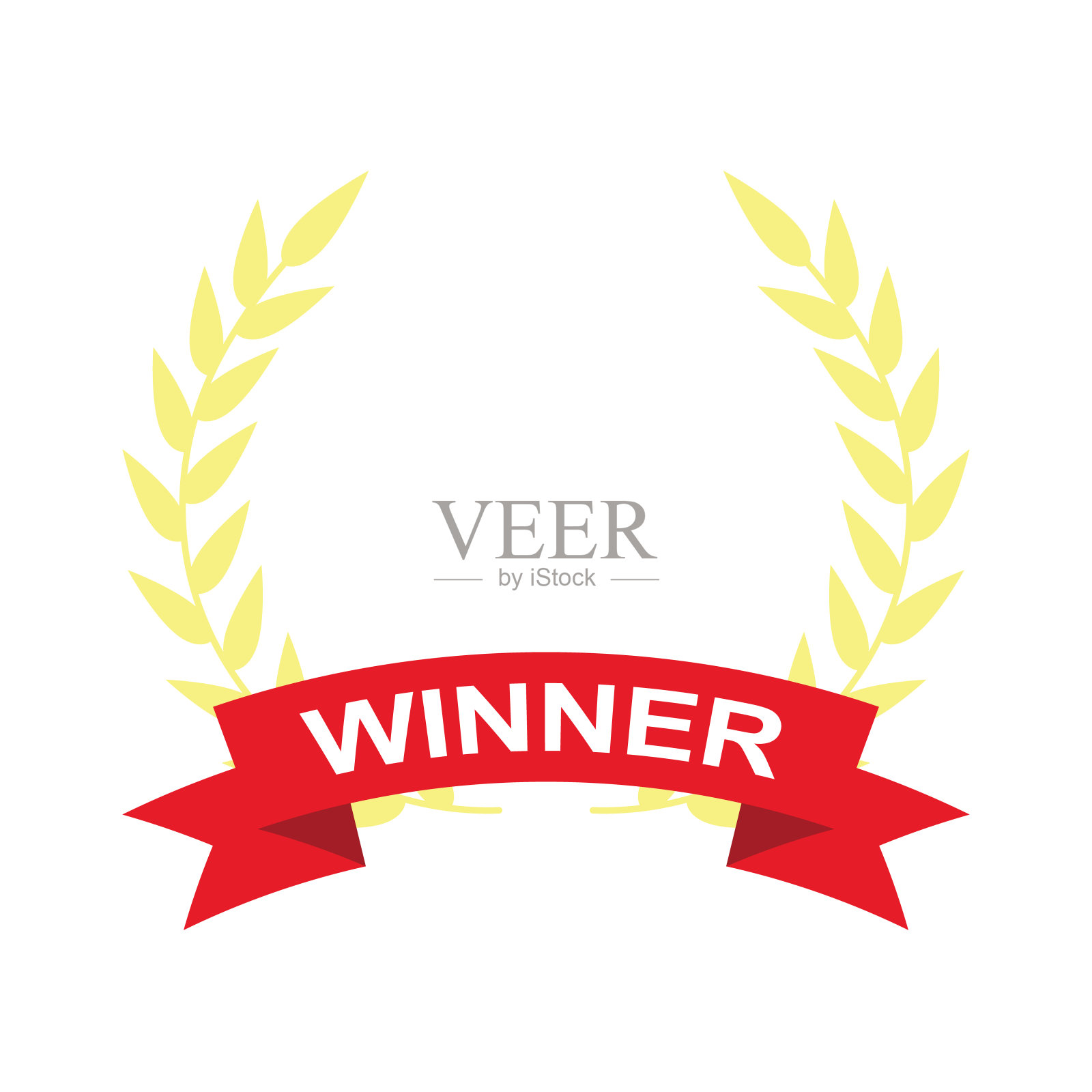拿着红丝带横幅的桂冠排名。奖得主。向量插画图片素材