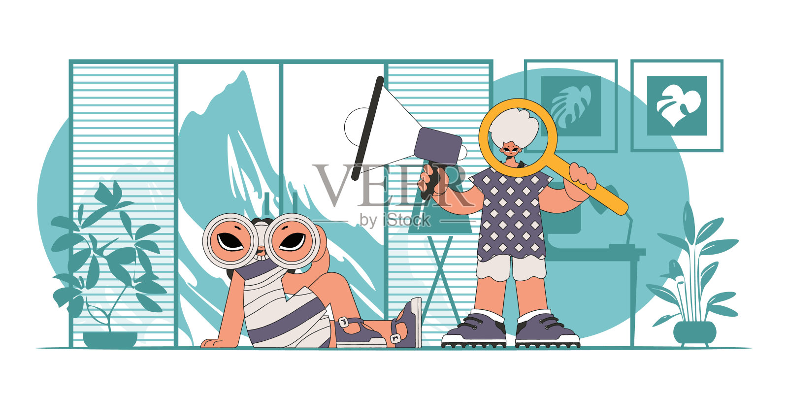 人力资源领域的女性和男性工作者。插画图片素材