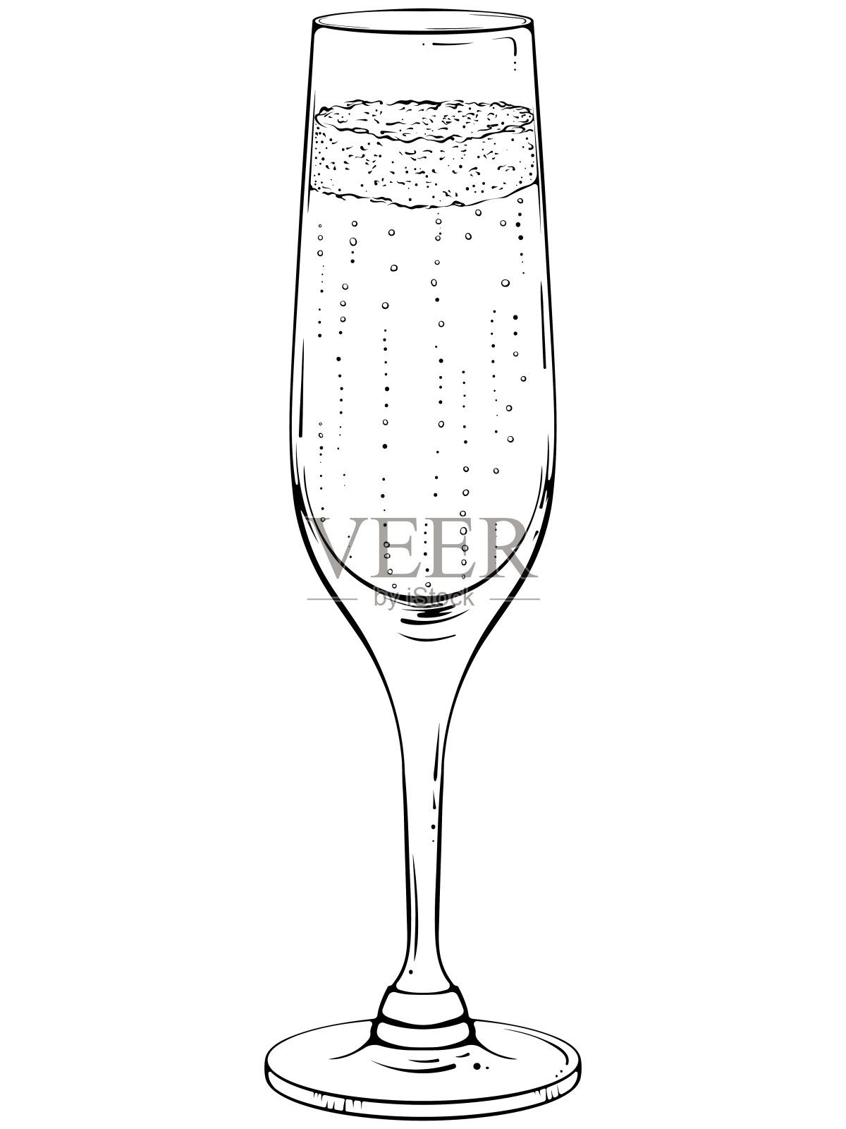 香槟笛线条艺术插画图片素材