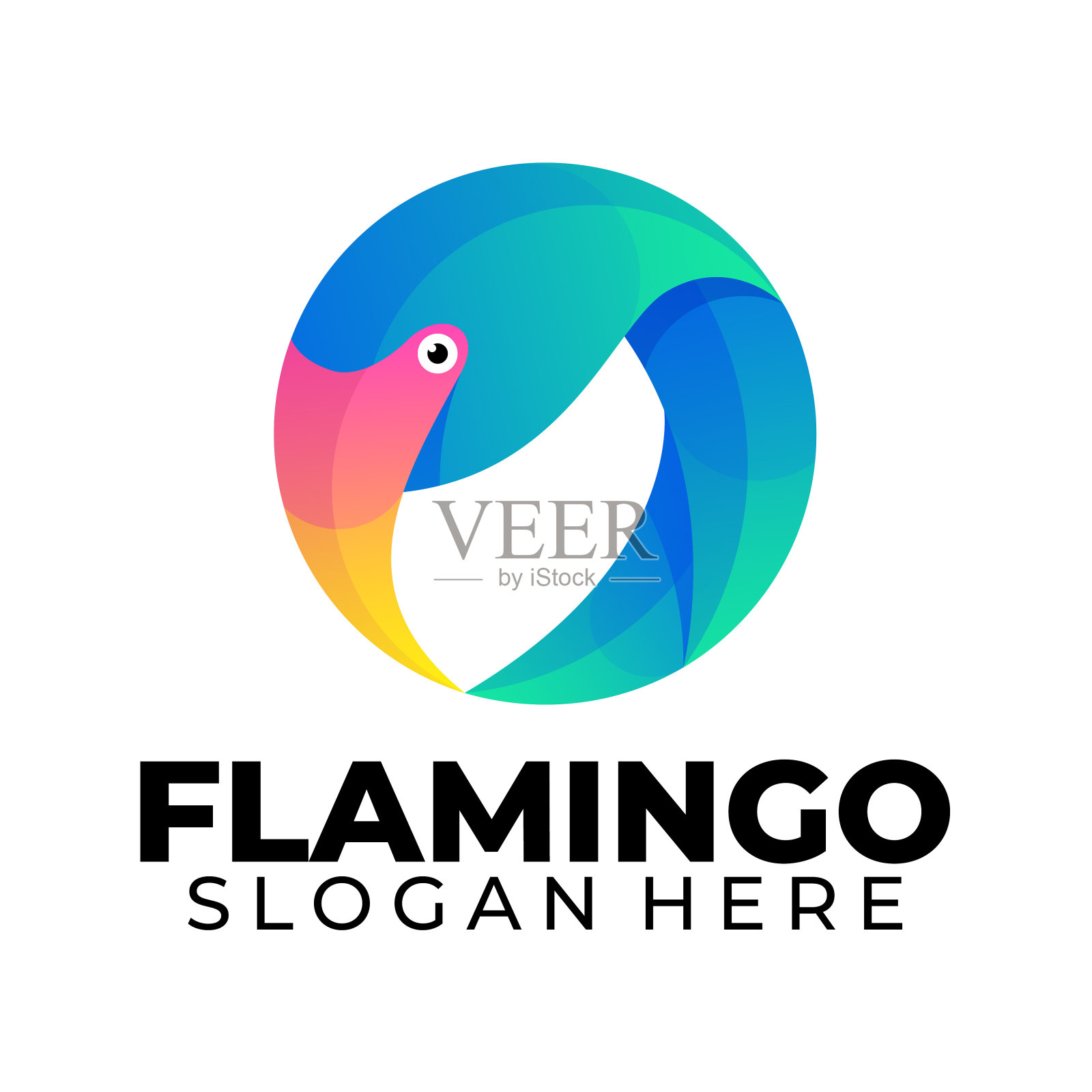 火烈鸟图标渐变颜色模板插画图片素材