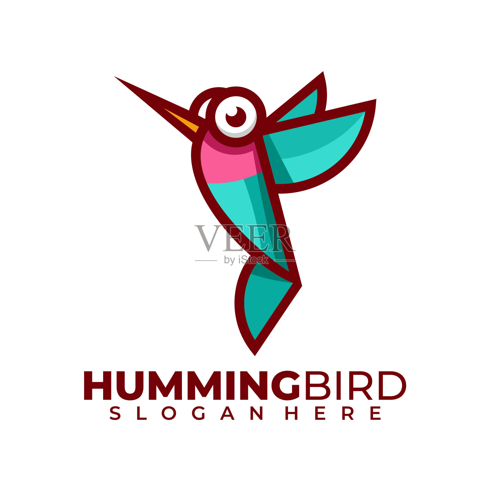 蜂鸟设计彩色吉祥物模板设计元素图片