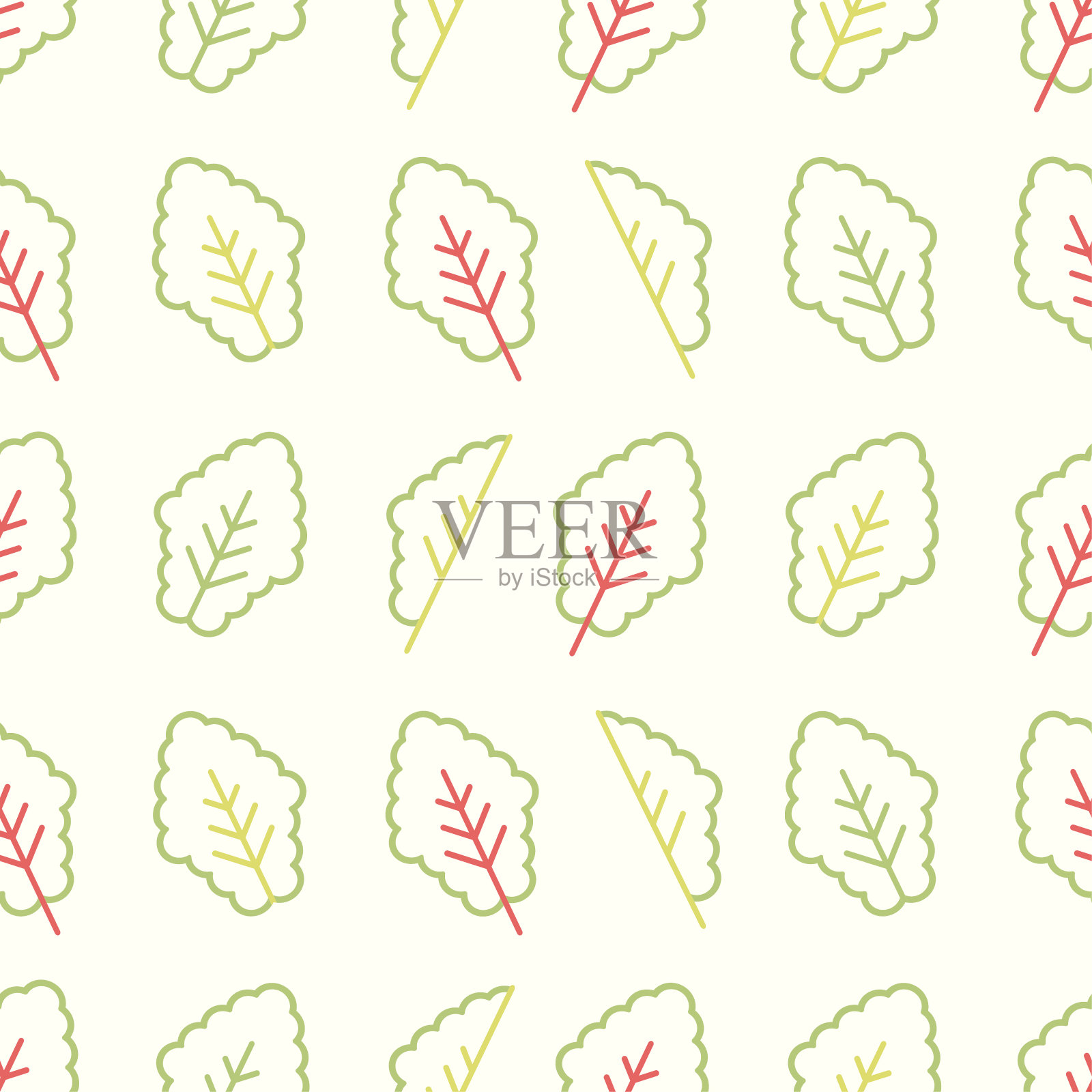 无缝模式的甜菜生菜叶子插画图片素材