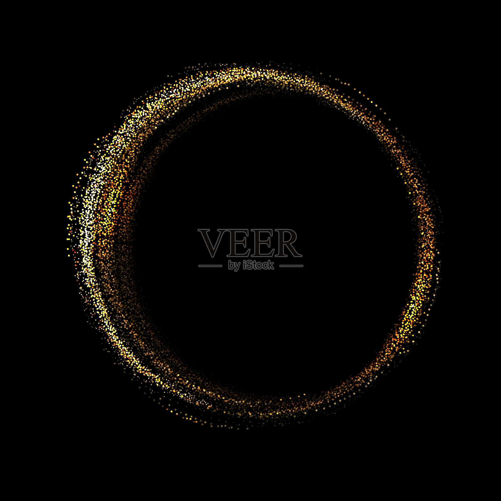 孤立的花环金色小金箔上的黑色背景插画图片素材