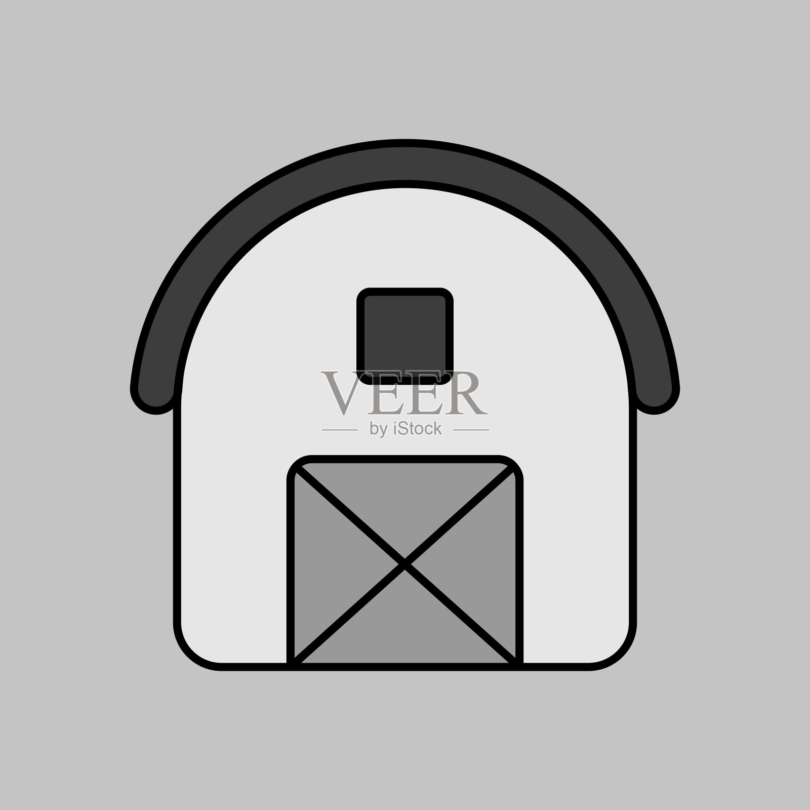 农场谷仓矢量灰度图标。农场属相图标素材