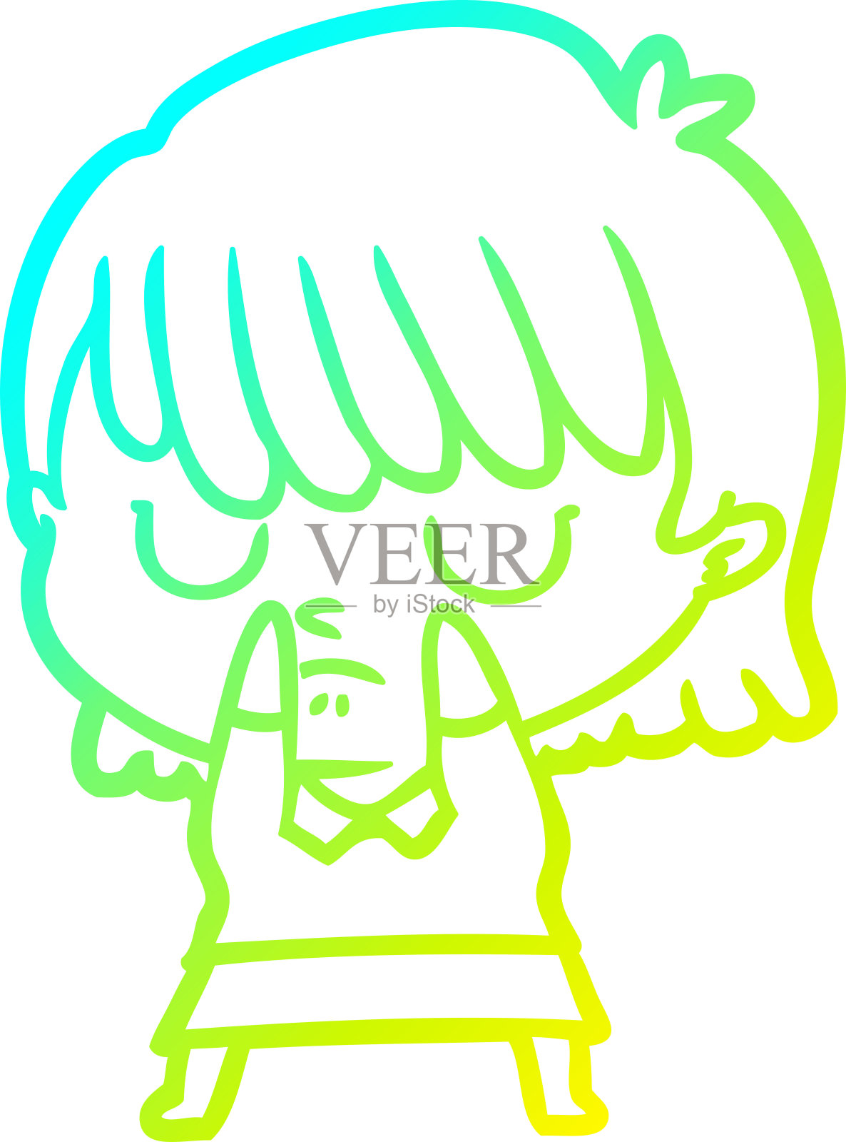 冷梯度线画一个卡通女人插画图片素材
