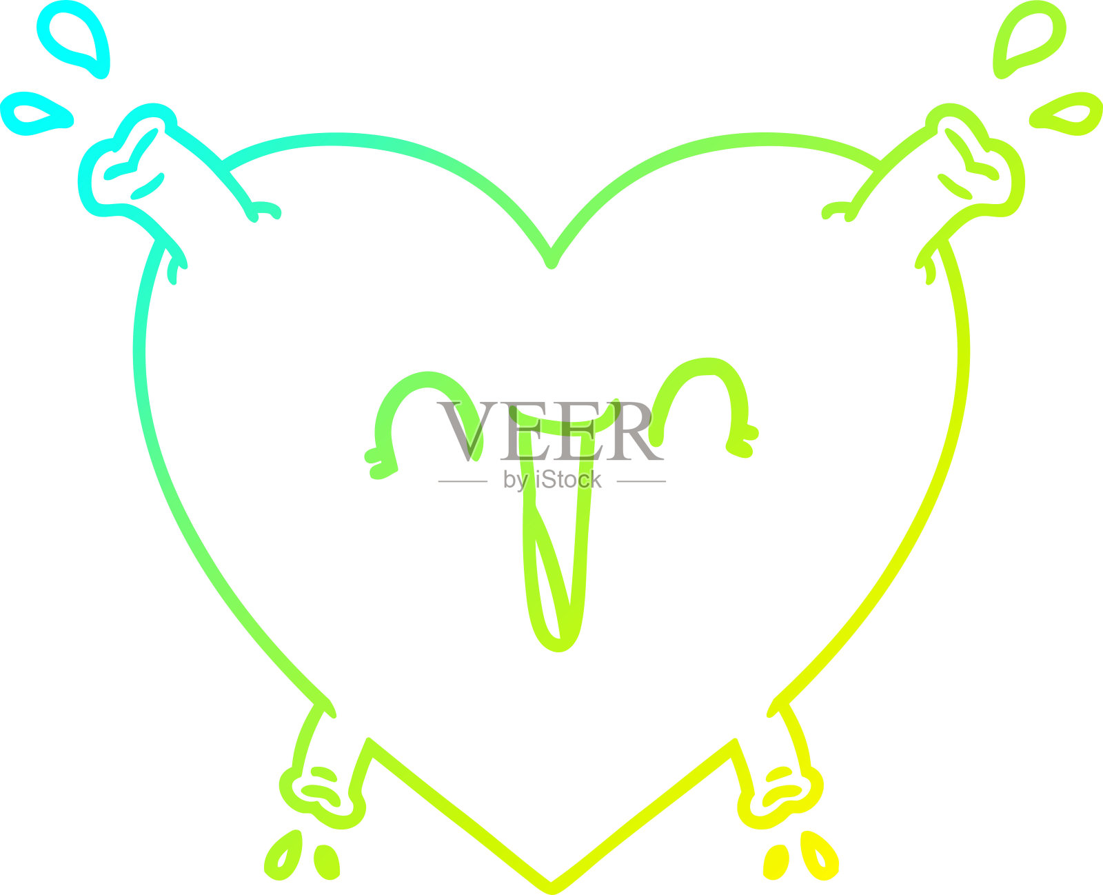 冷梯度线画一个卡通健康的心脏设计元素图片