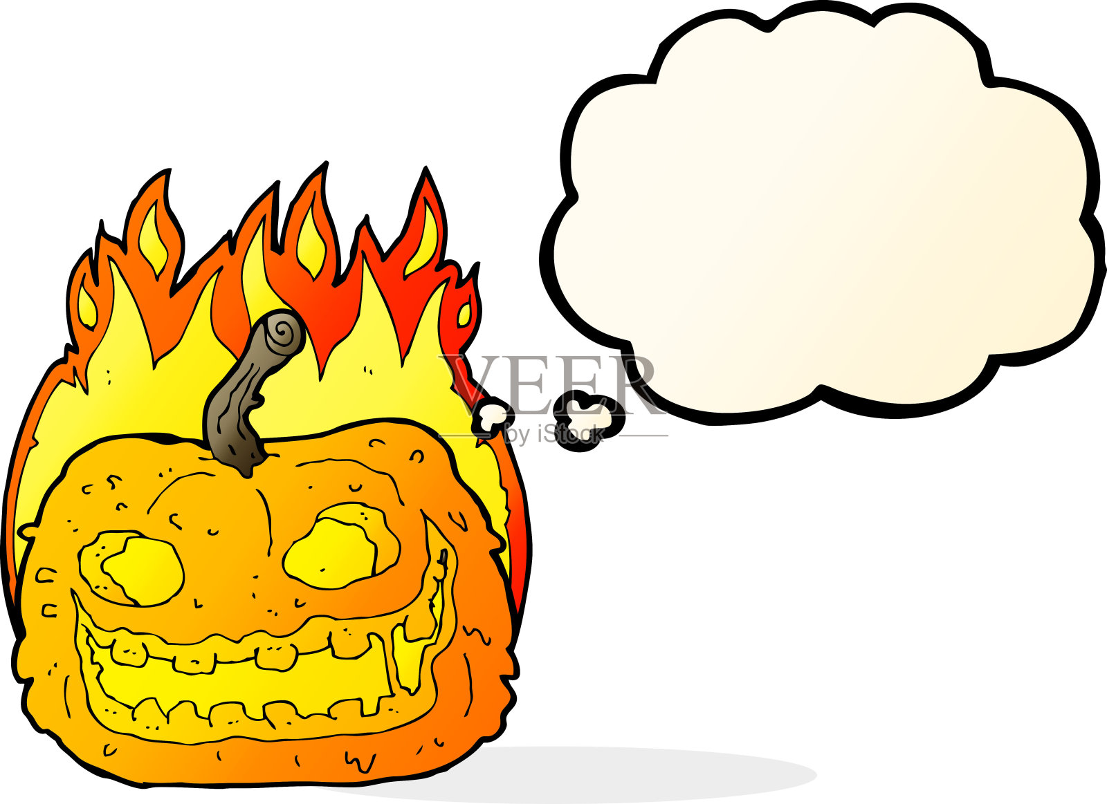 卡通幽灵南瓜与思想泡泡插画图片素材