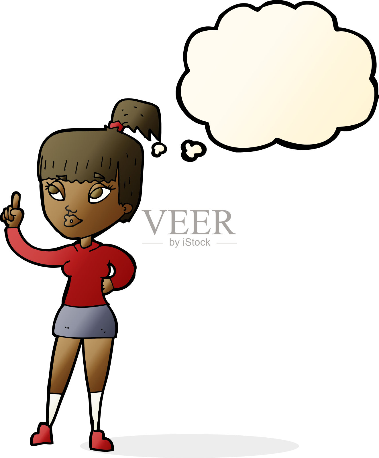 卡通有吸引力的女孩与思想泡沫的想法设计元素图片