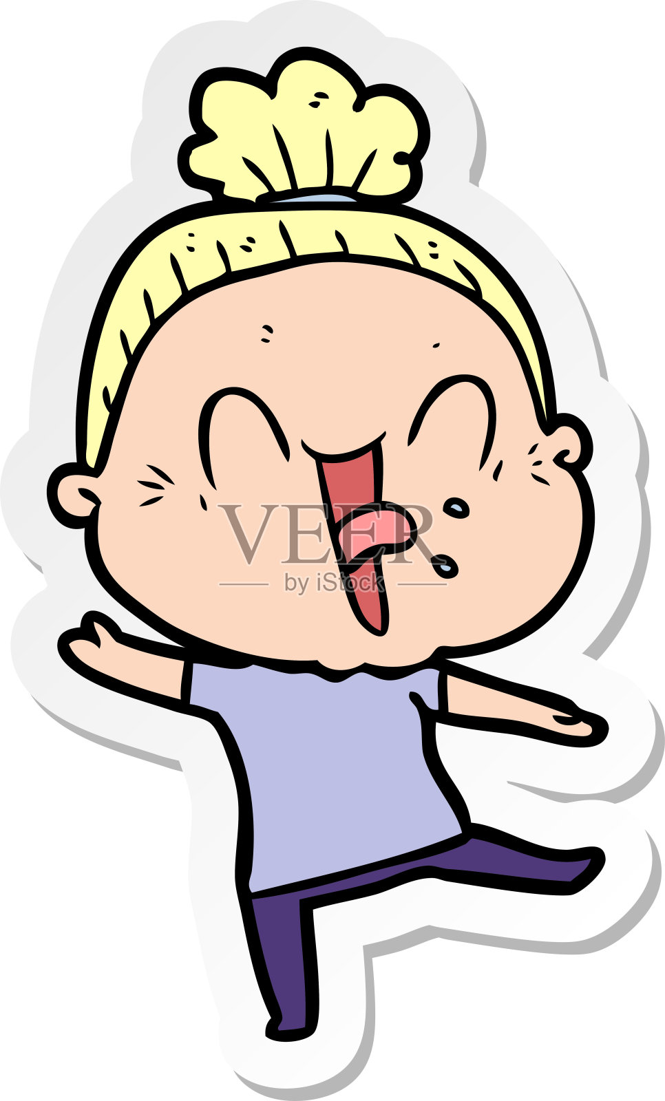 一个卡通的快乐老妇人的贴纸设计元素图片