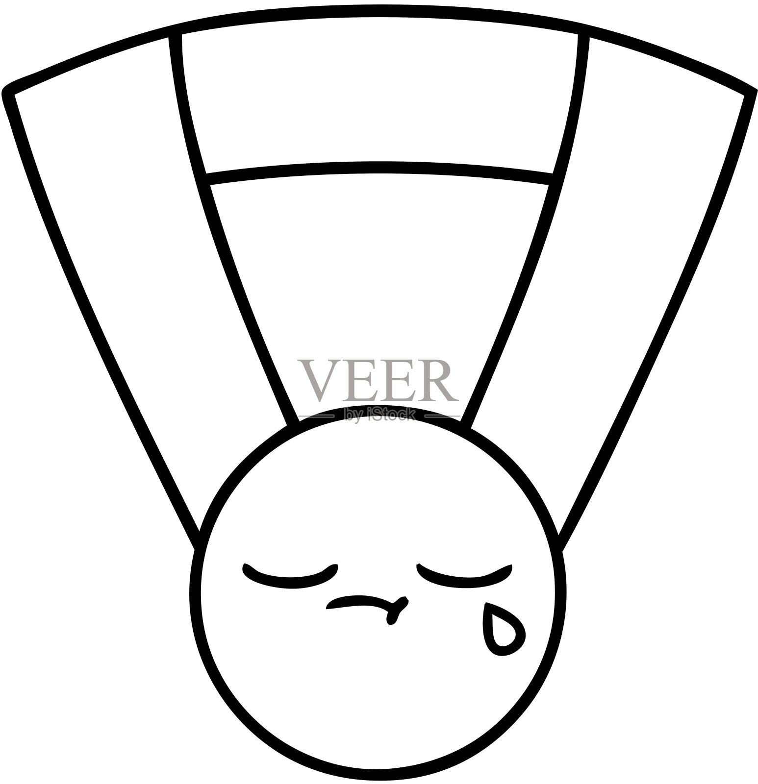 一枚金牌的线条漫画设计元素图片