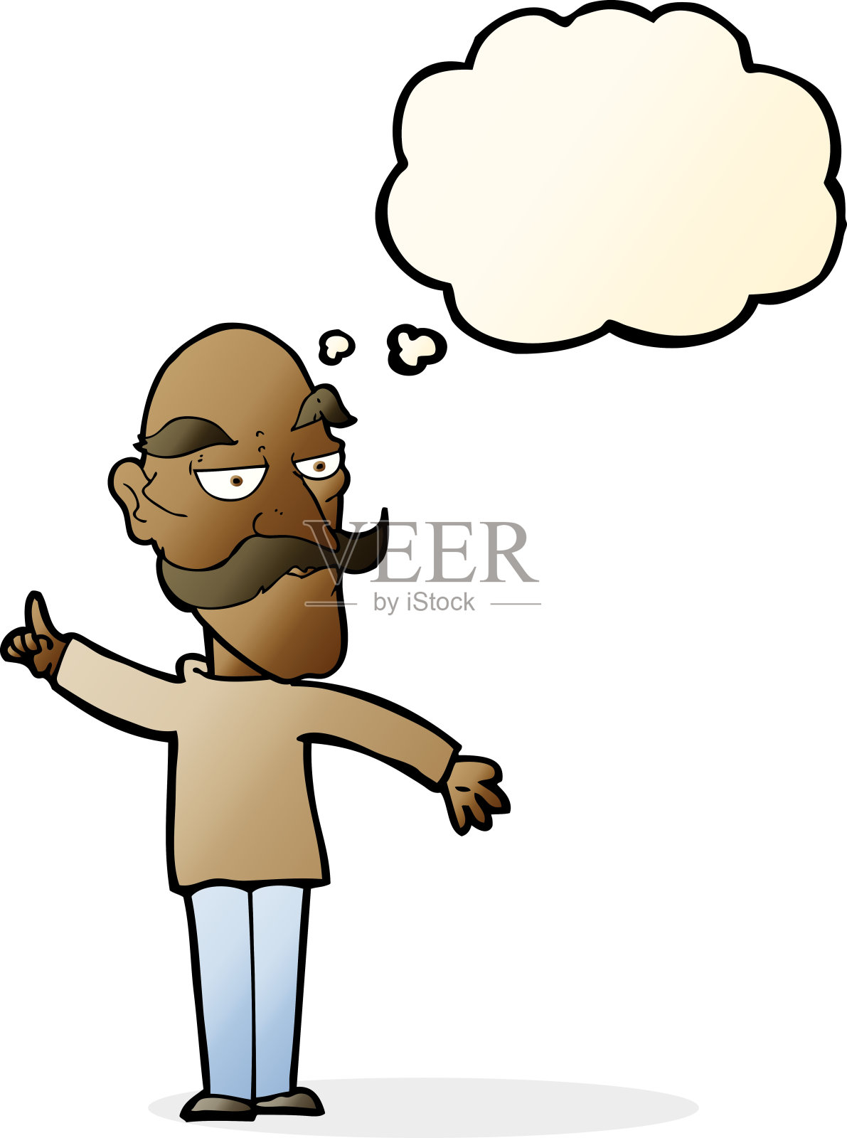 卡通老人用思想泡泡讲故事设计元素图片