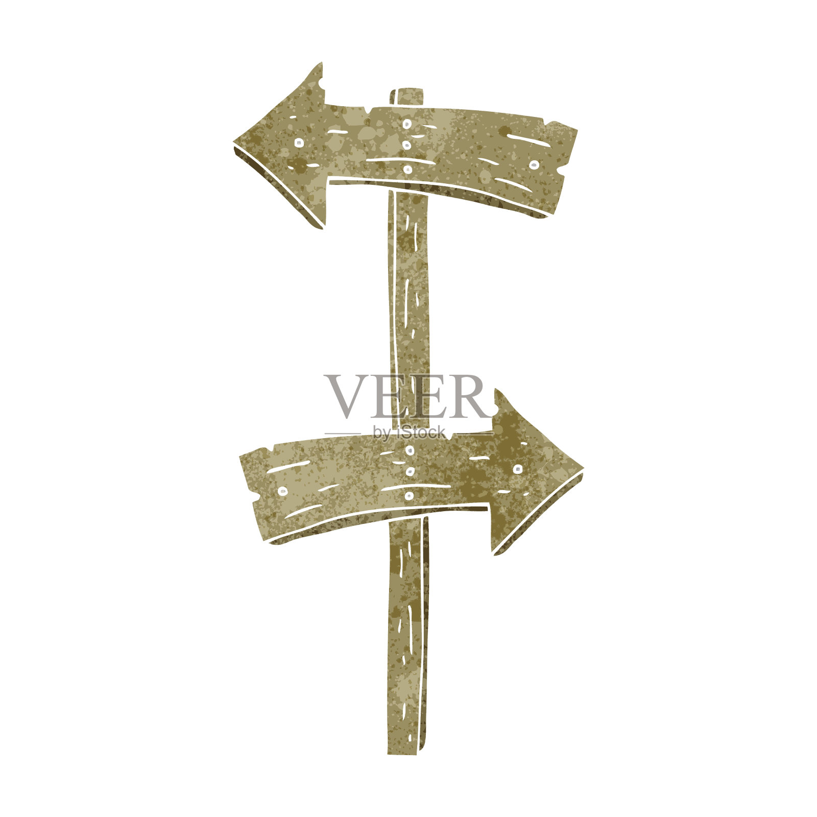 手绘复古卡通木制方向标志设计元素图片