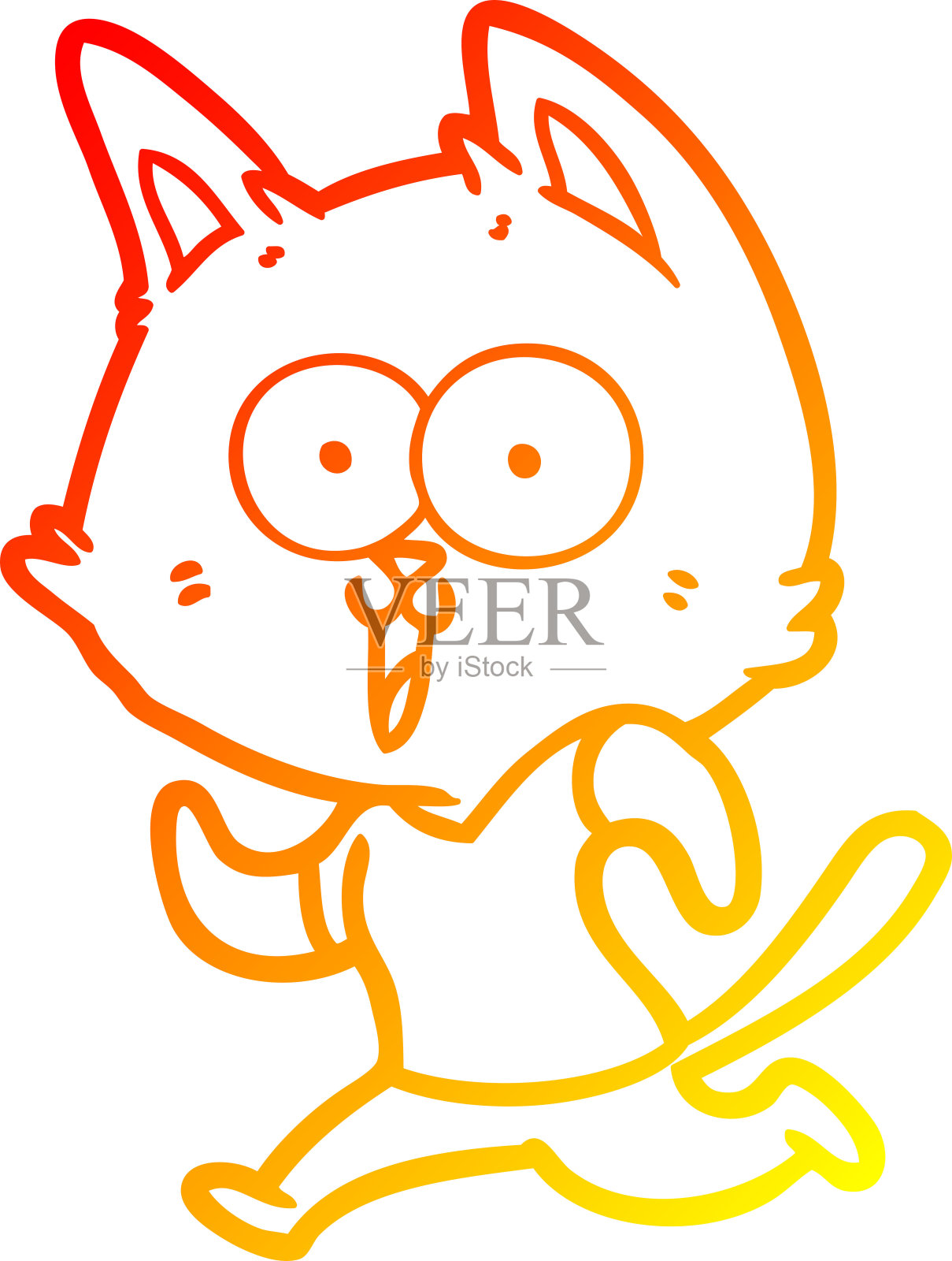 温暖的梯度线画一个有趣的卡通猫慢跑设计元素图片