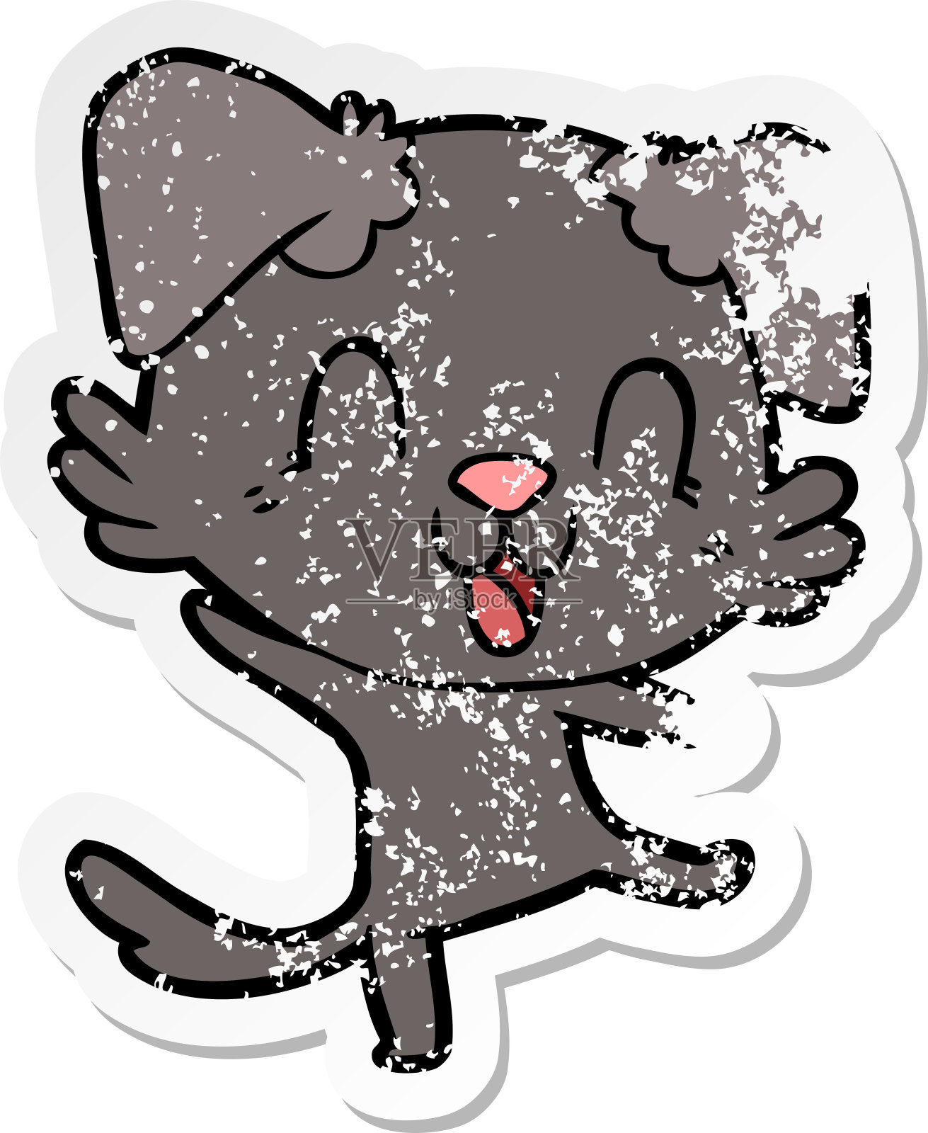 一个笑的卡通狗的心疼贴纸设计元素图片